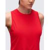 imageCRZ YOGA Pima Cotton Crop Crewneck Tank Tops for Women  Workout Sport Athletic Casual Yoga Soft Comfort Sleeveless ShirtFestival Red