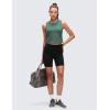 imageCRZ YOGA Pima Cotton Crop Crewneck Tank Tops for Women  Workout Sport Athletic Casual Yoga Soft Comfort Sleeveless ShirtGraphite Green