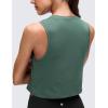 imageCRZ YOGA Pima Cotton Crop Crewneck Tank Tops for Women  Workout Sport Athletic Casual Yoga Soft Comfort Sleeveless ShirtGraphite Green