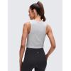 imageCRZ YOGA Pima Cotton Crop Crewneck Tank Tops for Women  Workout Sport Athletic Casual Yoga Soft Comfort Sleeveless ShirtLight Grey Heather