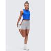 imageCRZ YOGA Pima Cotton Crop Crewneck Tank Tops for Women  Workout Sport Athletic Casual Yoga Soft Comfort Sleeveless ShirtStrong Blue