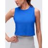 imageCRZ YOGA Pima Cotton Crop Crewneck Tank Tops for Women  Workout Sport Athletic Casual Yoga Soft Comfort Sleeveless ShirtStrong Blue