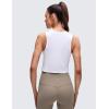 imageCRZ YOGA Pima Cotton Crop Crewneck Tank Tops for Women  Workout Sport Athletic Casual Yoga Soft Comfort Sleeveless ShirtWhite