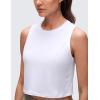 imageCRZ YOGA Pima Cotton Crop Crewneck Tank Tops for Women  Workout Sport Athletic Casual Yoga Soft Comfort Sleeveless ShirtWhite