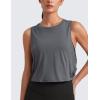 imageCRZ YOGA Pima Cotton Large Armhole Tank Tops for Women  Workout Sport Athletic Yoga Running Gym Loose Crop Sleeveless ShirtsDark Carbon