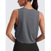 imageCRZ YOGA Pima Cotton Large Armhole Tank Tops for Women  Workout Sport Athletic Yoga Running Gym Loose Crop Sleeveless ShirtsDark Carbon