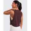 imageCRZ YOGA Pima Cotton Large Armhole Tank Tops for Women  Workout Sport Athletic Yoga Running Gym Loose Crop Sleeveless ShirtsDeep Armholedark Red