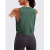 imageCRZ YOGA Pima Cotton Large Armhole Tank Tops for Women  Workout Sport Athletic Yoga Running Gym Loose Crop Sleeveless ShirtsDeep Armholegraphite Green