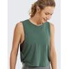 imageCRZ YOGA Pima Cotton Large Armhole Tank Tops for Women  Workout Sport Athletic Yoga Running Gym Loose Crop Sleeveless ShirtsDeep Armholegraphite Green
