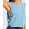 imageCRZ YOGA Pima Cotton Large Armhole Tank Tops for Women  Workout Sport Athletic Yoga Running Gym Loose Crop Sleeveless ShirtsDeep Armholeheathered Neptune Blue