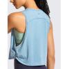 imageCRZ YOGA Pima Cotton Large Armhole Tank Tops for Women  Workout Sport Athletic Yoga Running Gym Loose Crop Sleeveless ShirtsDeep Armholeheathered Neptune Blue