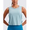 imageCRZ YOGA Pima Cotton Large Armhole Tank Tops for Women  Workout Sport Athletic Yoga Running Gym Loose Crop Sleeveless ShirtsDeep Armholepure Blue