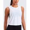 imageCRZ YOGA Pima Cotton Large Armhole Tank Tops for Women  Workout Sport Athletic Yoga Running Gym Loose Crop Sleeveless ShirtsDeep Armholewhite