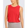 imageCRZ YOGA Pima Cotton Large Armhole Tank Tops for Women  Workout Sport Athletic Yoga Running Gym Loose Crop Sleeveless ShirtsDeep Red