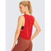 imageCRZ YOGA Pima Cotton Large Armhole Tank Tops for Women  Workout Sport Athletic Yoga Running Gym Loose Crop Sleeveless ShirtsDeep Red