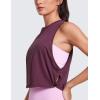 imageCRZ YOGA Pima Cotton Large Armhole Tank Tops for Women  Workout Sport Athletic Yoga Running Gym Loose Crop Sleeveless ShirtsEggplant Heather