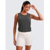 imageCRZ YOGA Pima Cotton Large Armhole Tank Tops for Women  Workout Sport Athletic Yoga Running Gym Loose Crop Sleeveless ShirtsGrey Olive