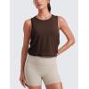 imageCRZ YOGA Pima Cotton Large Armhole Tank Tops for Women  Workout Sport Athletic Yoga Running Gym Loose Crop Sleeveless ShirtsHot Fudge Brown