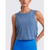 imageCRZ YOGA Pima Cotton Large Armhole Tank Tops for Women  Workout Sport Athletic Yoga Running Gym Loose Crop Sleeveless ShirtsInk Blue