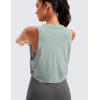 imageCRZ YOGA Pima Cotton Large Armhole Tank Tops for Women  Workout Sport Athletic Yoga Running Gym Loose Crop Sleeveless ShirtsJade Grey