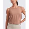 imageCRZ YOGA Pima Cotton Large Armhole Tank Tops for Women  Workout Sport Athletic Yoga Running Gym Loose Crop Sleeveless ShirtsMocha Mousse