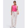 imageCRZ YOGA Pima Cotton Large Armhole Tank Tops for Women  Workout Sport Athletic Yoga Running Gym Loose Crop Sleeveless ShirtsSonic Pink