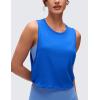 imageCRZ YOGA Pima Cotton Large Armhole Tank Tops for Women  Workout Sport Athletic Yoga Running Gym Loose Crop Sleeveless ShirtsStrong Blue