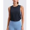 imageCRZ YOGA Pima Cotton Large Armhole Tank Tops for Women  Workout Sport Athletic Yoga Running Gym Loose Crop Sleeveless ShirtsTrue Navy