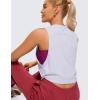 imageCRZ YOGA Pima Cotton Large Armhole Tank Tops for Women  Workout Sport Athletic Yoga Running Gym Loose Crop Sleeveless ShirtsViolet Ash