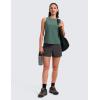 imageCRZ YOGA Quick Dry Racerback Tank Tops for Women Hip Length  Workout Athletic Running Gym Sleeveless Shirts CrewneckGraphite Green