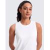 imageCRZ YOGA Quick Dry Racerback Tank Tops for Women Hip Length  Workout Athletic Running Gym Sleeveless Shirts CrewneckWhite
