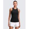 imageCRZ YOGA Seamless Workout Tank Tops for Women Hip Length  Athletic Running Gym Sleeveless Shirts Racerback CrewneckBlack