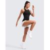 imageCRZ YOGA Seamless Workout Tank Tops for Women Hip Length  Athletic Running Gym Sleeveless Shirts Racerback CrewneckBlack