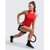 imageCRZ YOGA Seamless Workout Tank Tops for Women Hip Length  Athletic Running Gym Sleeveless Shirts Racerback CrewneckDeep Red