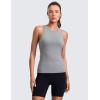 imageCRZ YOGA Seamless Workout Tank Tops for Women Hip Length  Athletic Running Gym Sleeveless Shirts Racerback CrewneckSlate Grey Marl