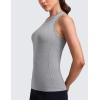 imageCRZ YOGA Seamless Workout Tank Tops for Women Hip Length  Athletic Running Gym Sleeveless Shirts Racerback CrewneckSlate Grey Marl