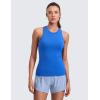 imageCRZ YOGA Seamless Workout Tank Tops for Women Hip Length  Athletic Running Gym Sleeveless Shirts Racerback CrewneckSparkle Blue