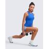 imageCRZ YOGA Seamless Workout Tank Tops for Women Hip Length  Athletic Running Gym Sleeveless Shirts Racerback CrewneckSparkle Blue