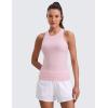 imageCRZ YOGA Seamless Workout Tank Tops for Women Hip Length  Athletic Running Gym Sleeveless Shirts Racerback CrewneckStrawberry Pink