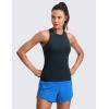 imageCRZ YOGA Seamless Workout Tank Tops for Women Hip Length  Athletic Running Gym Sleeveless Shirts Racerback CrewneckTrue Navy