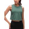 imageCRZ YOGA Pima Cotton Crop Crewneck Tank Tops for Women  Workout Sport Athletic Casual Yoga Soft Comfort Sleeveless ShirtGraphite Green