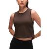 imageCRZ YOGA Pima Cotton Crop Crewneck Tank Tops for Women  Workout Sport Athletic Casual Yoga Soft Comfort Sleeveless ShirtHot Fudge Brown