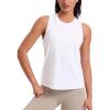 imageCRZ YOGA Quick Dry Racerback Tank Tops for Women Hip Length  Workout Athletic Running Gym Sleeveless Shirts CrewneckWhite
