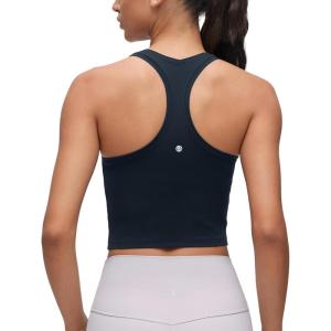 imageCRZ YOGA Butterluxe Crop Yoga Tank Tops for Women  Workout Athletic Casual Tight Scoop Neck Racerback Sleeveless ShirtsTrue Navy