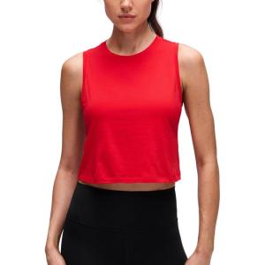 imageCRZ YOGA Pima Cotton Crop Crewneck Tank Tops for Women  Workout Sport Athletic Casual Yoga Soft Comfort Sleeveless ShirtFestival Red