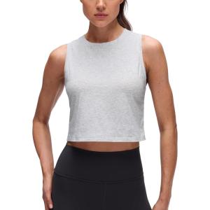 imageCRZ YOGA Pima Cotton Crop Crewneck Tank Tops for Women  Workout Sport Athletic Casual Yoga Soft Comfort Sleeveless ShirtLight Grey Heather
