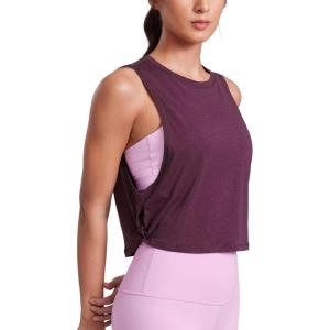 imageCRZ YOGA Pima Cotton Large Armhole Tank Tops for Women  Workout Sport Athletic Yoga Running Gym Loose Crop Sleeveless ShirtsEggplant Heather