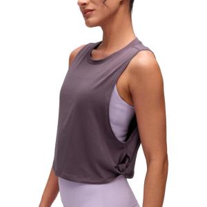 imageCRZ YOGA Pima Cotton Large Armhole Tank Tops for Women  Workout Sport Athletic Yoga Running Gym Loose Crop Sleeveless ShirtsPurple Gray