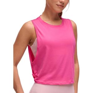 imageCRZ YOGA Pima Cotton Large Armhole Tank Tops for Women  Workout Sport Athletic Yoga Running Gym Loose Crop Sleeveless ShirtsSonic Pink