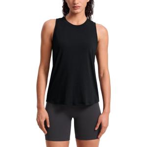 imageCRZ YOGA Quick Dry Racerback Tank Tops for Women Hip Length  Workout Athletic Running Gym Sleeveless Shirts CrewneckBlack